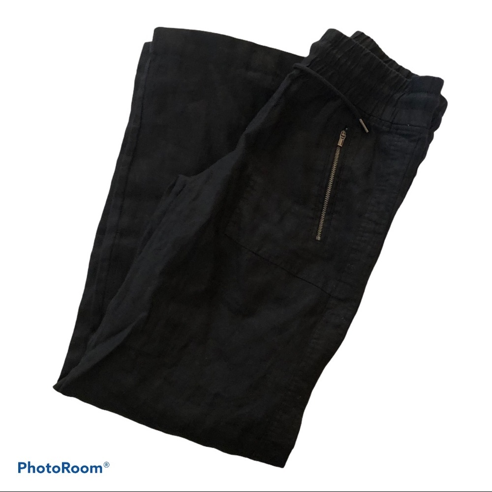 Athleta Cabo Linen Wide Leg Pant NWT Black Size 6 Petite